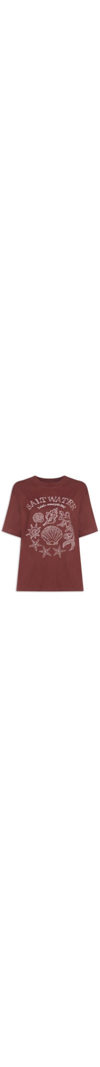 Camiseta Feminina Double Bordado Salt Water - Marrom