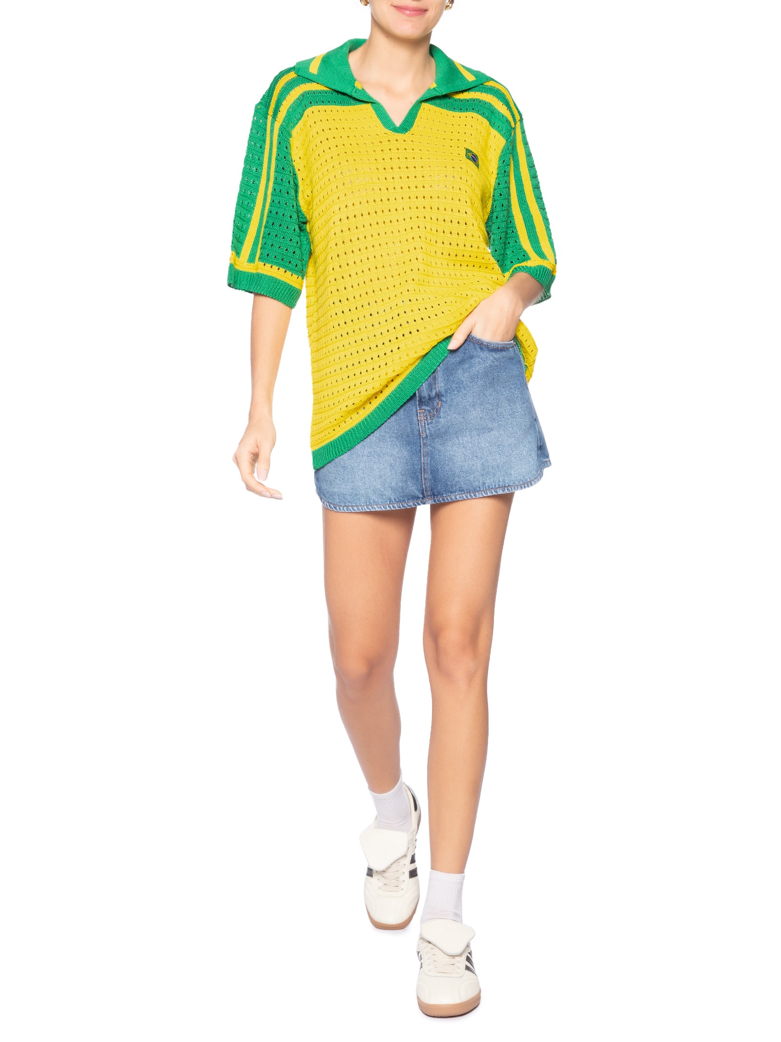 Camiseta Feminina em Tricot Copa Amarelo Market 33