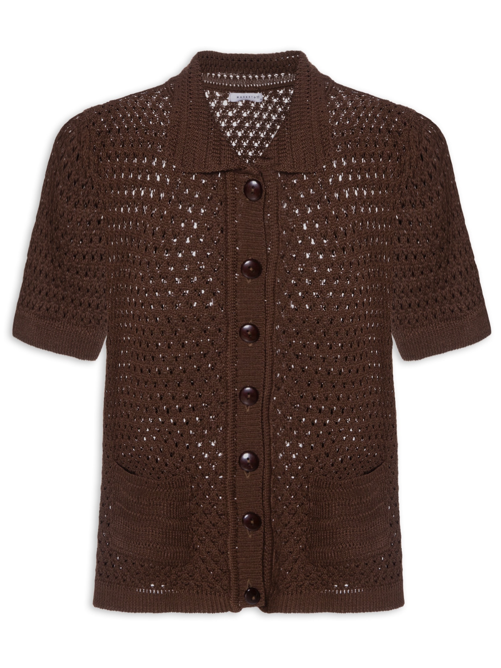 Camiseta Feminina Em Tricot Marrom Market 33