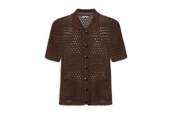 Camiseta Feminina Em Tricot - Marrom