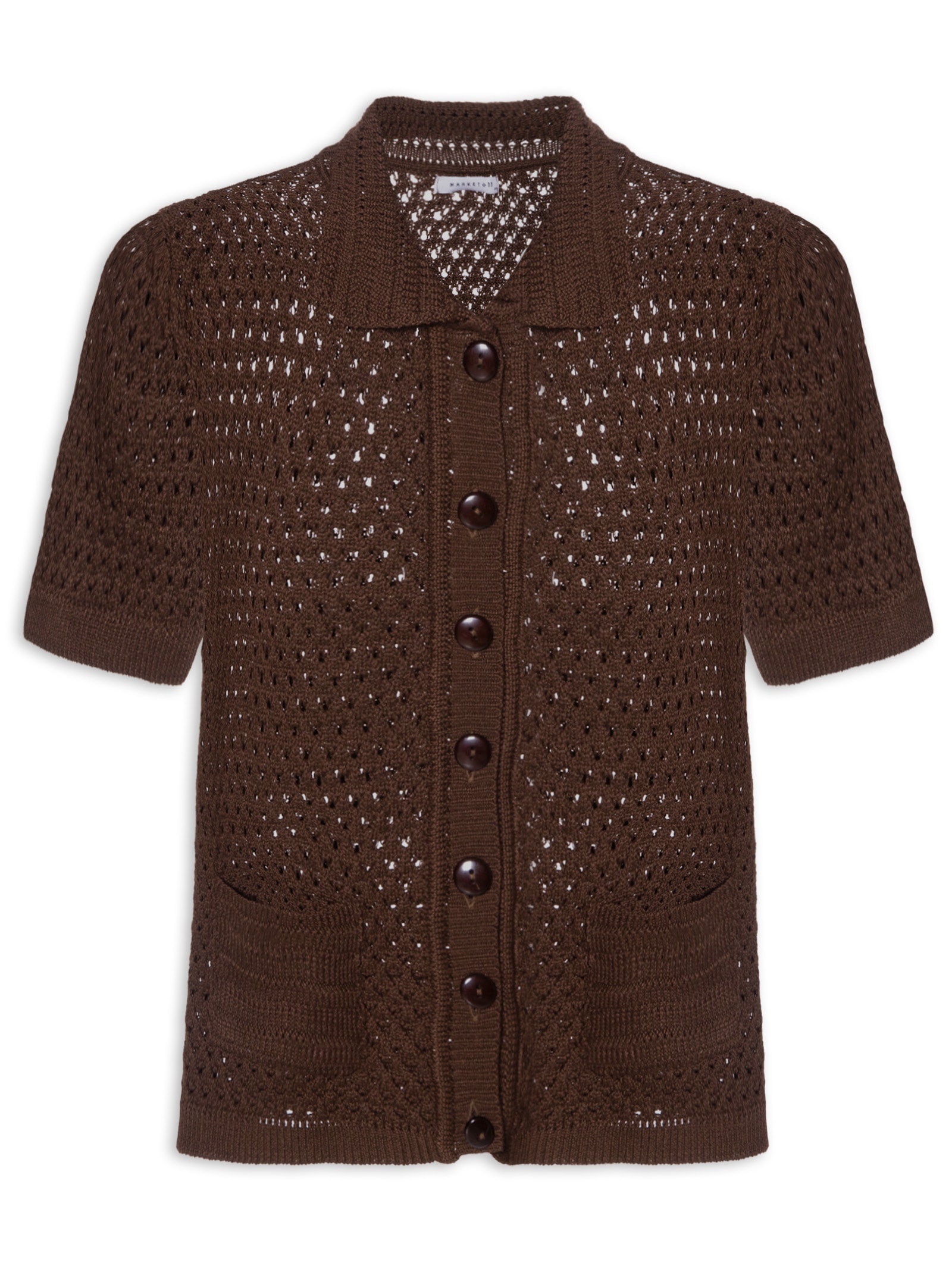 Camiseta Feminina Em Tricot Marrom Market 33