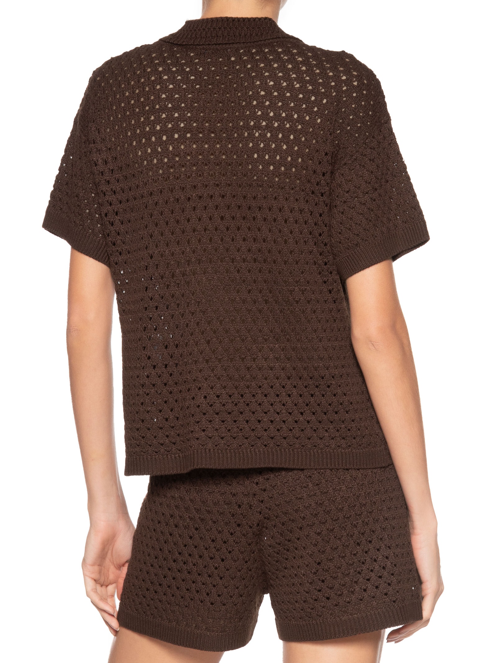 Camiseta Feminina Em Tricot Marrom Market 33