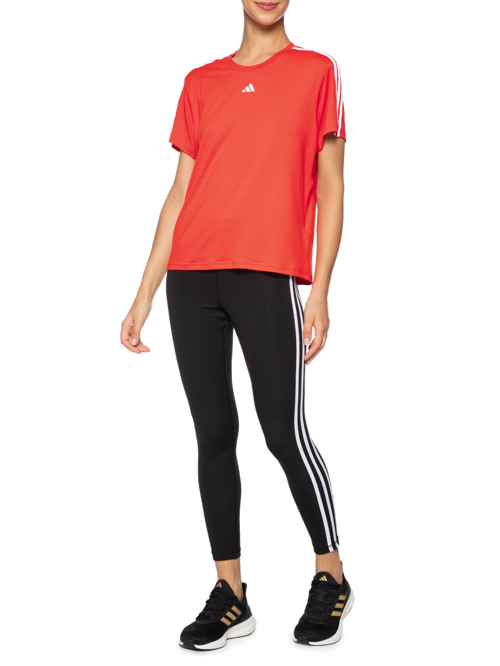 Camiseta Feminina Essential 3 Listras - Adidas - Vermelho