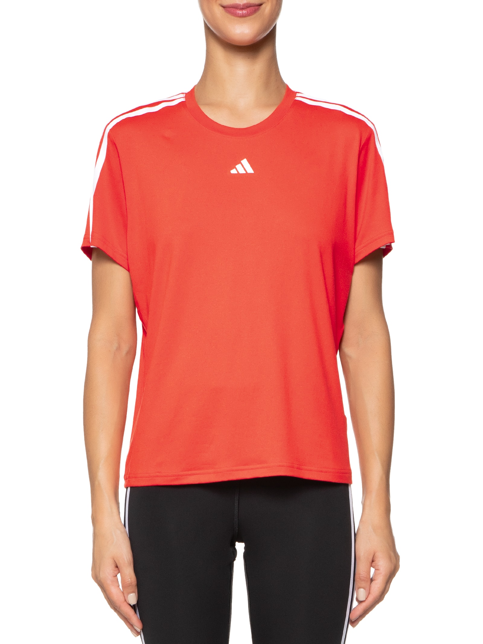 Camiseta Feminina Essential 3 Listras - Adidas - Vermelho