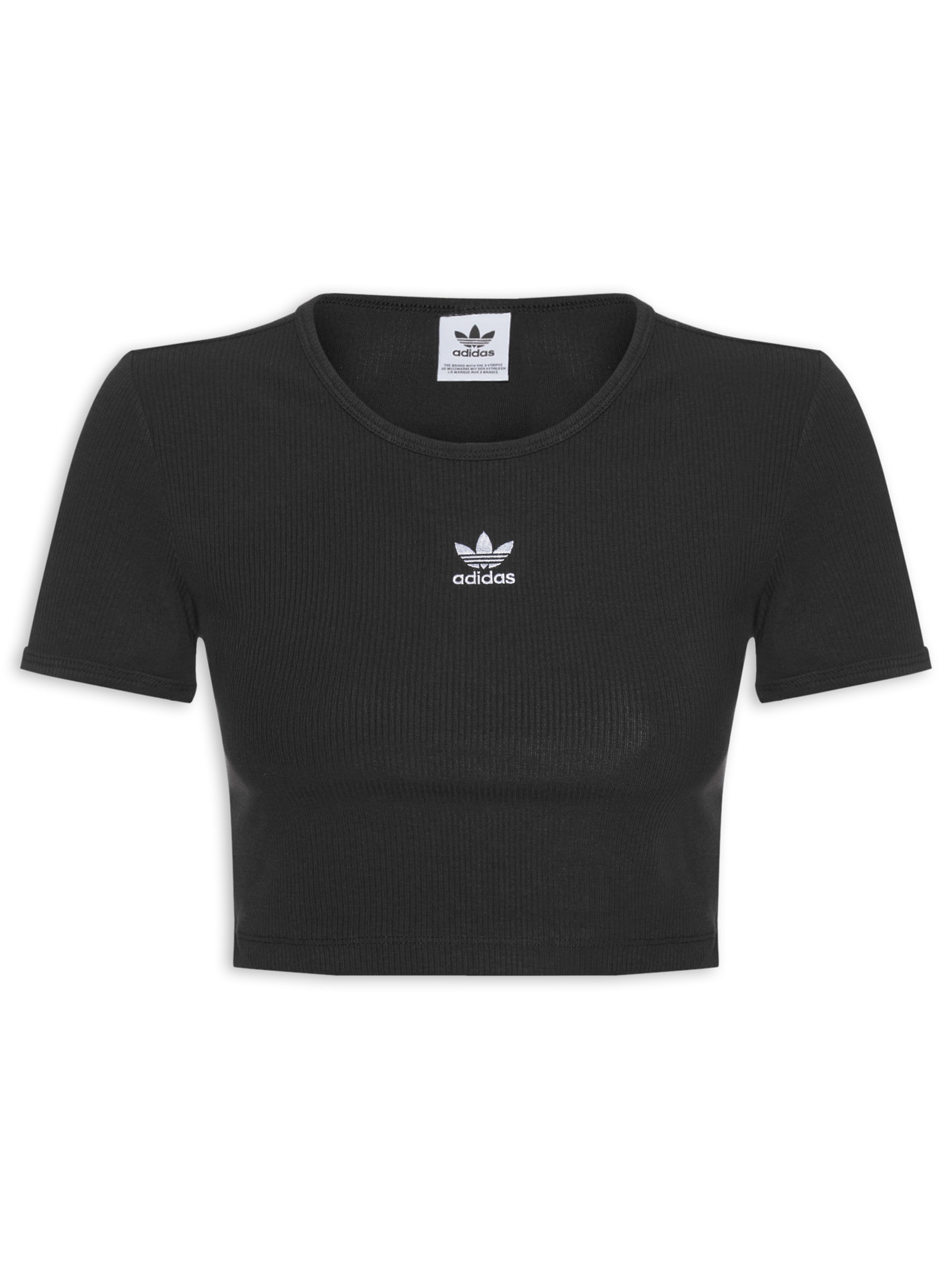 Camiseta Feminina Essential Cropped Rib Preto Adidas Originals