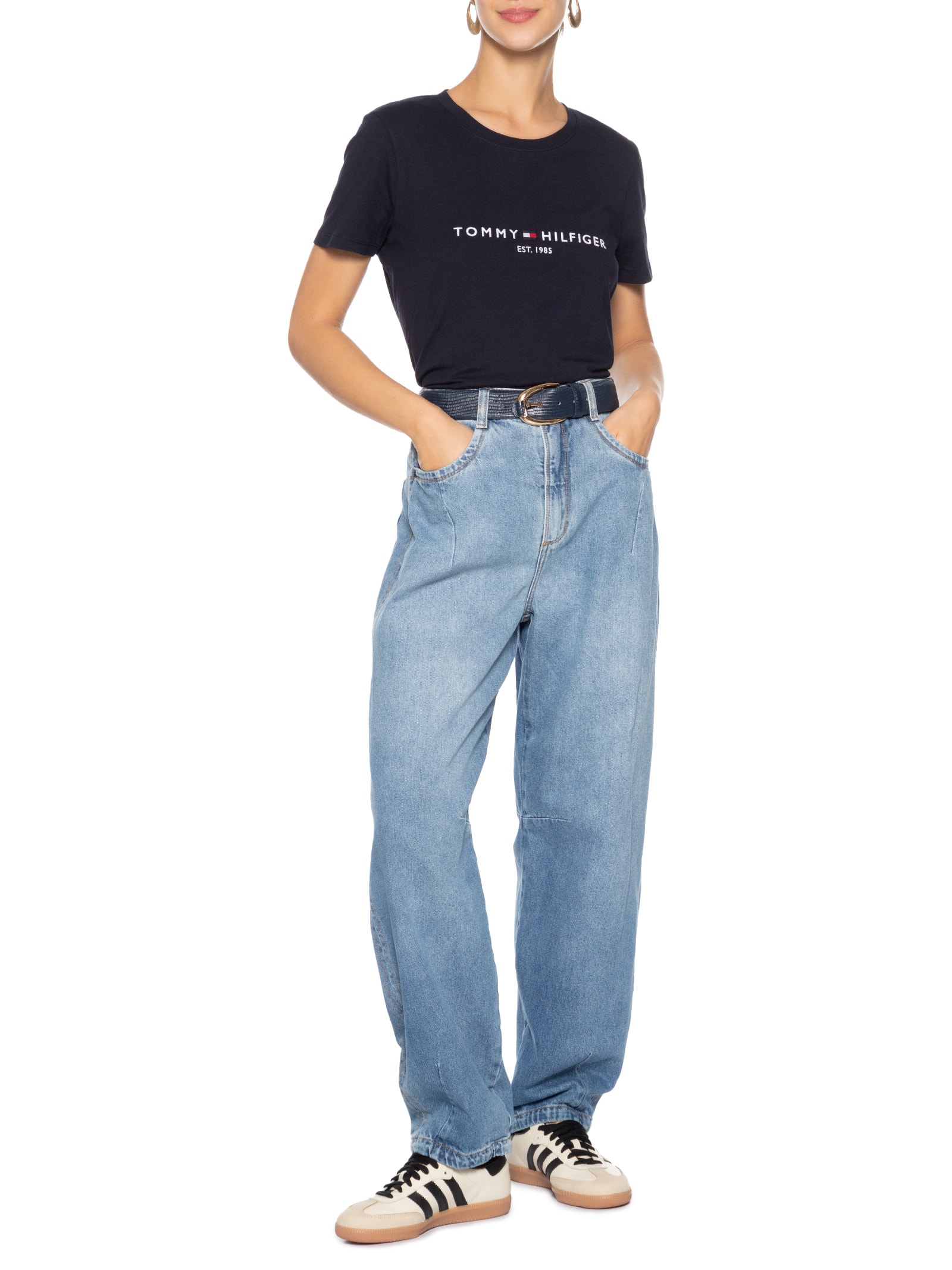 Camiseta Feminina Essential Nk Regular Tee Preto Tommy Hilfiger