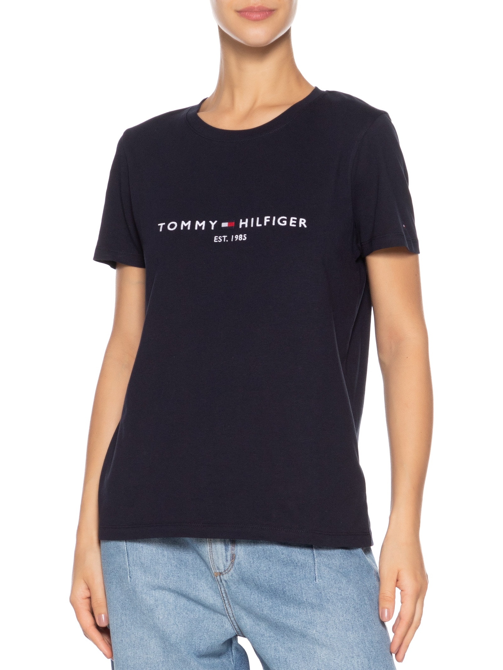 Camiseta Feminina Essential Nk Regular Tee Preto Tommy Hilfiger