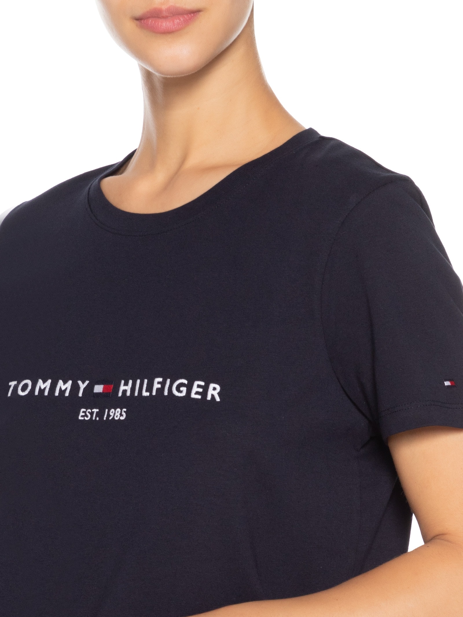 Camiseta Feminina Essential Nk Regular Tee Preto Tommy Hilfiger