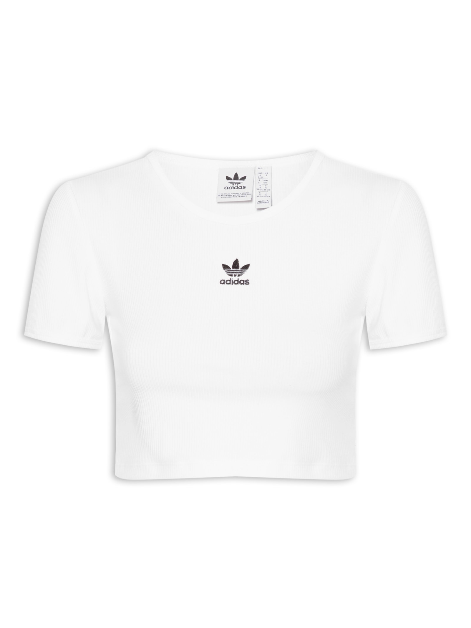 Camiseta Feminina Essential Rib Branca Adidas Originals