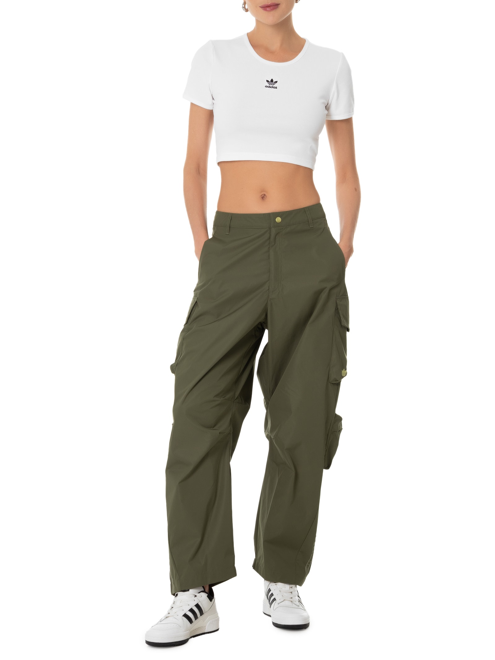 Camiseta Feminina Essential Rib Branca Adidas Originals