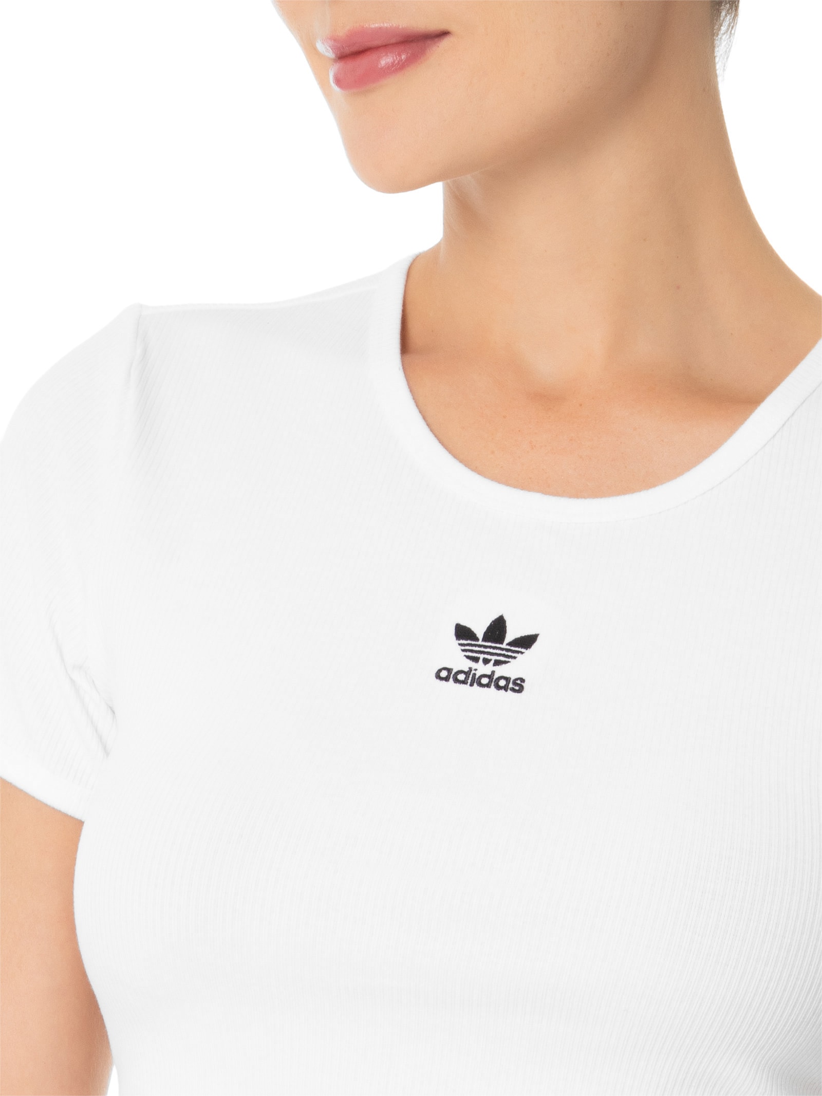 Camiseta Feminina Essential Rib Branca Adidas Originals