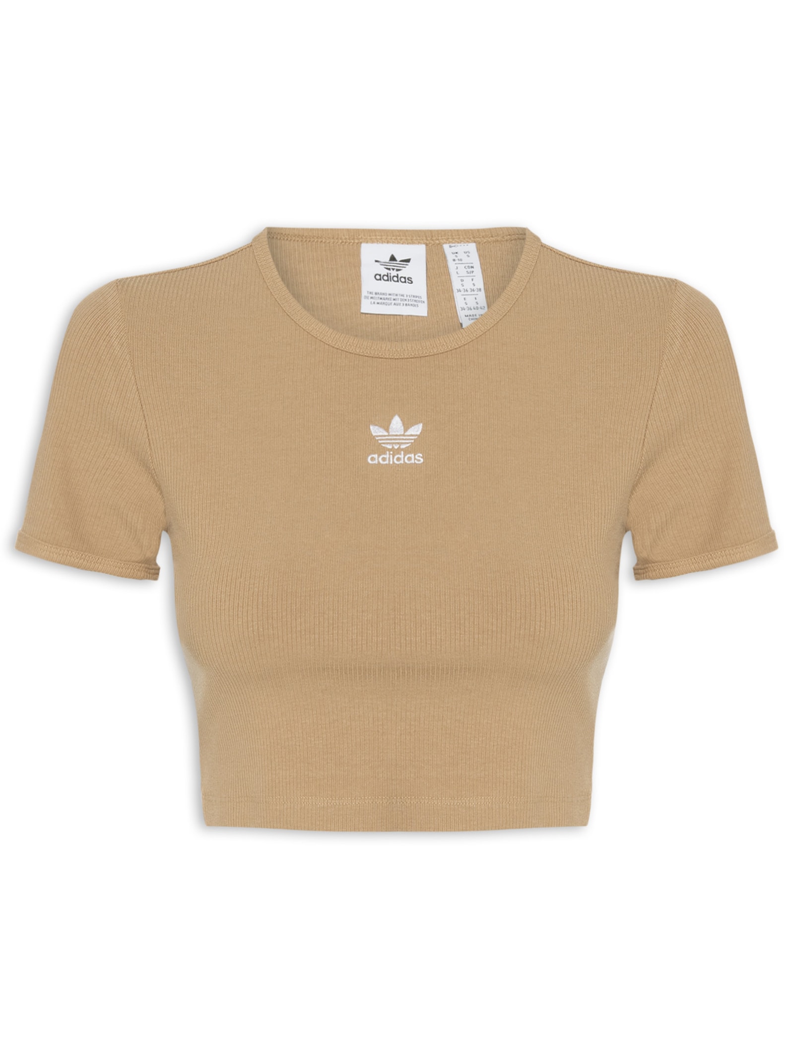 Camiseta Feminina Essentials Rib Marrom Adidas Originals