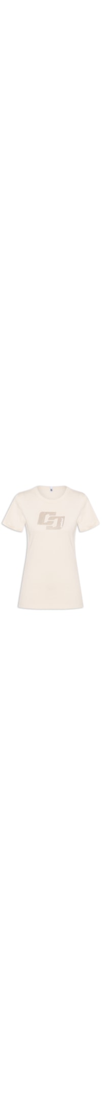 Camiseta Feminina Estampa Foil Logo - Bege