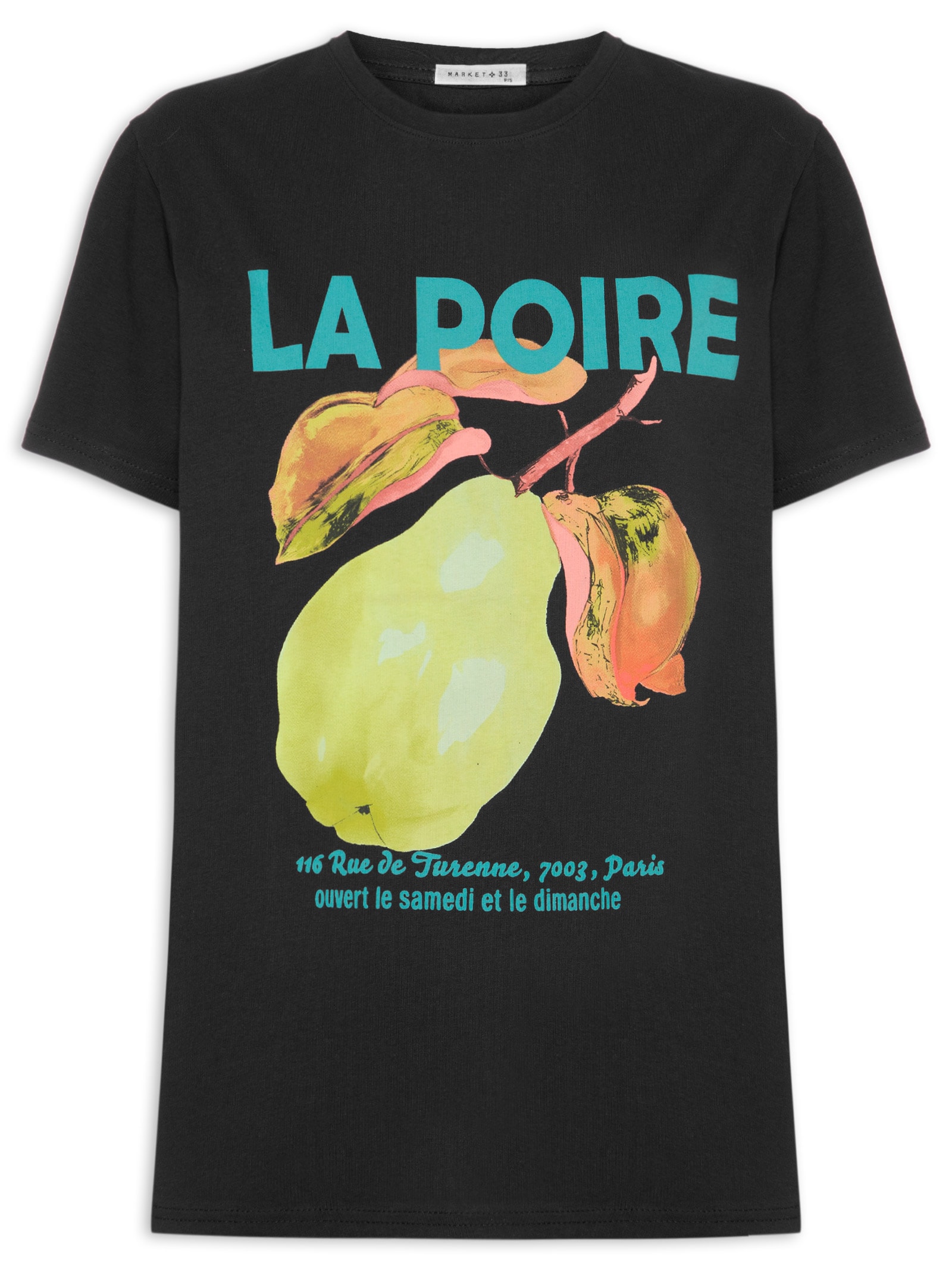 Camiseta Feminina Estampa La Poire Preto Market 33