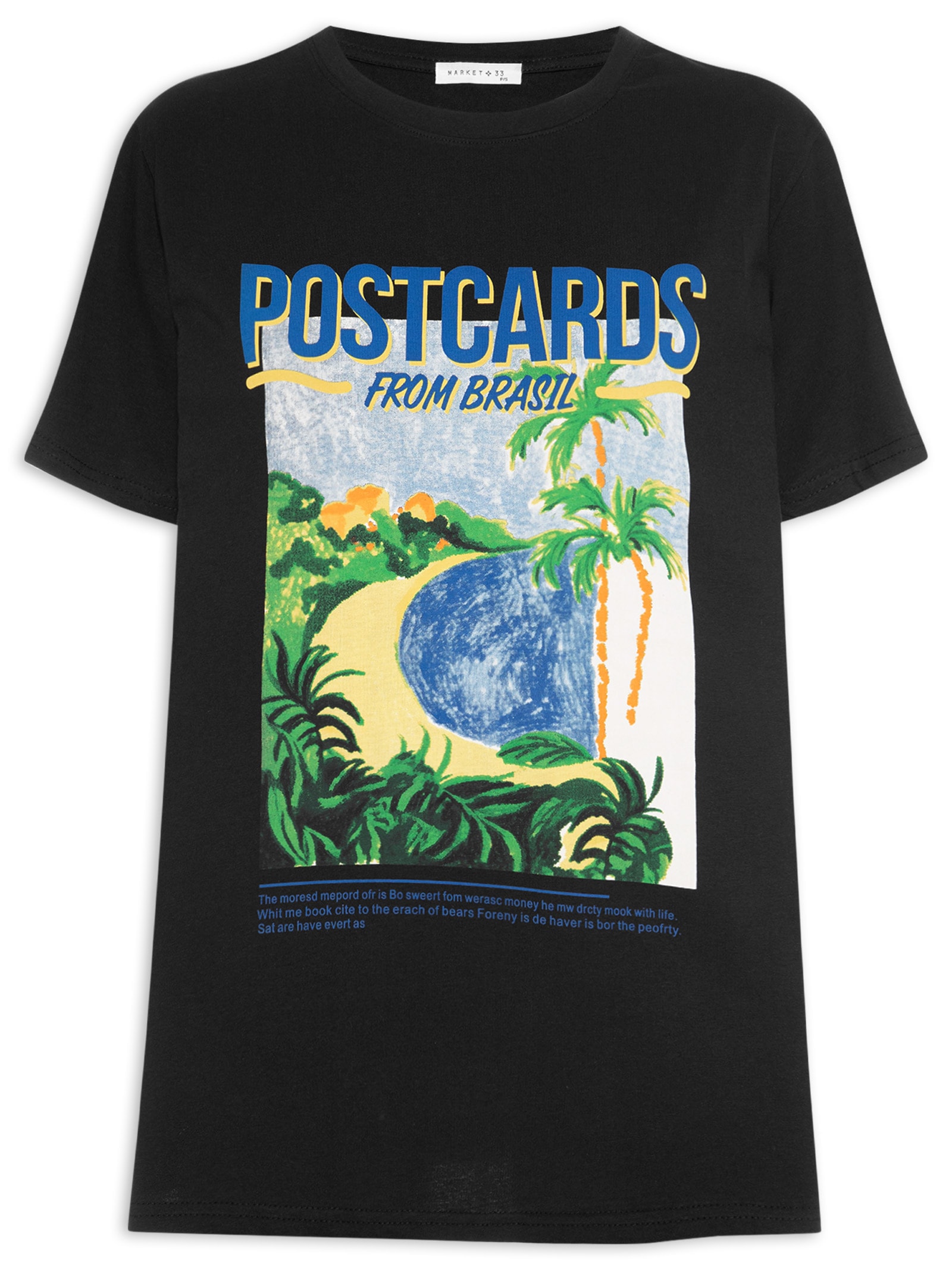 Camiseta Feminina Estampa Postcards From Brazil Preto Market 33