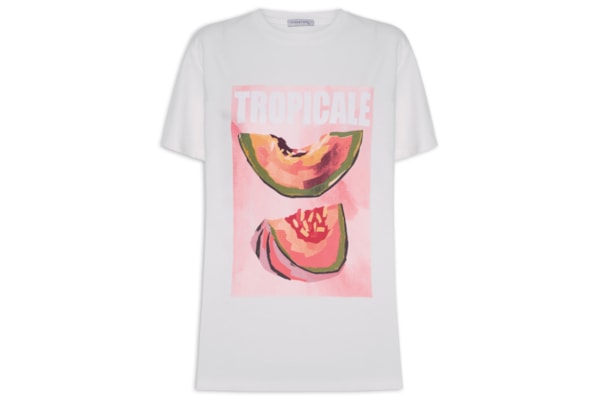 Camiseta Feminina Estampa Tropicale - Off White