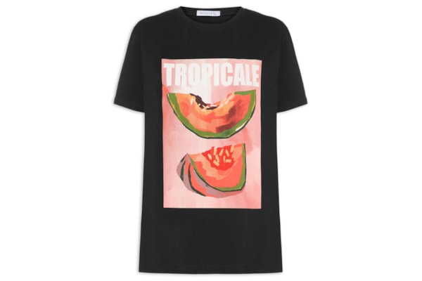 Camiseta Feminina Estampa Tropicale - Preto