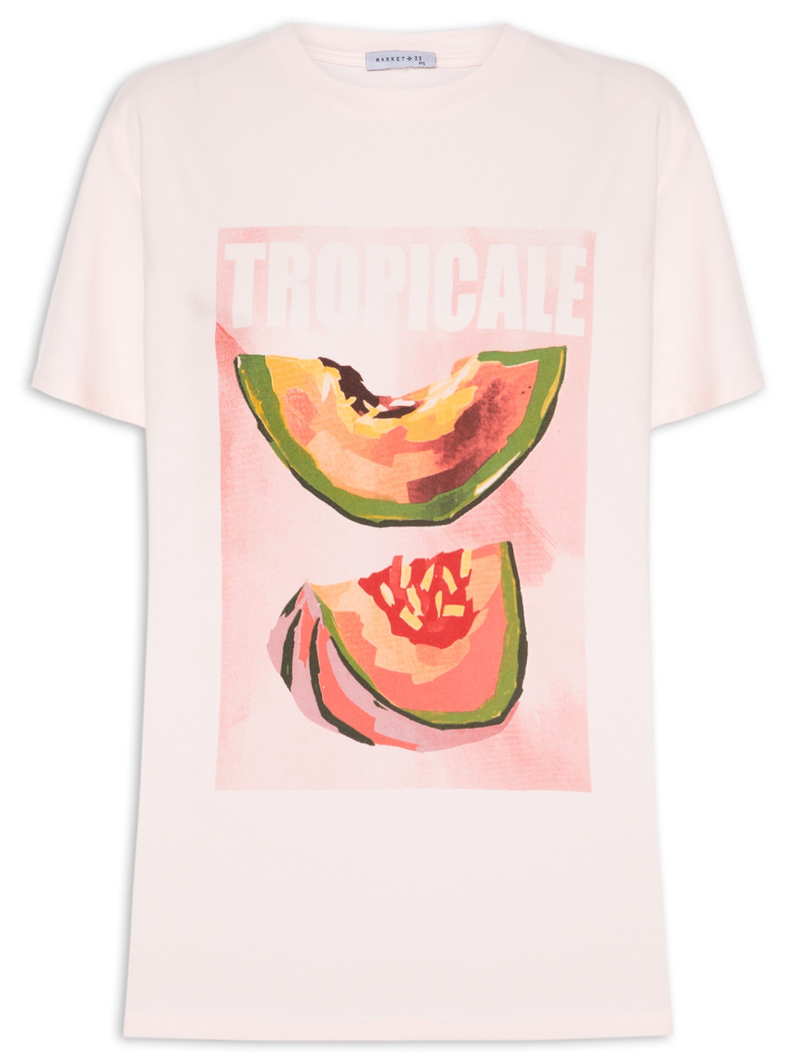Camiseta Feminina Estampa Tropicale Rosa Market 33