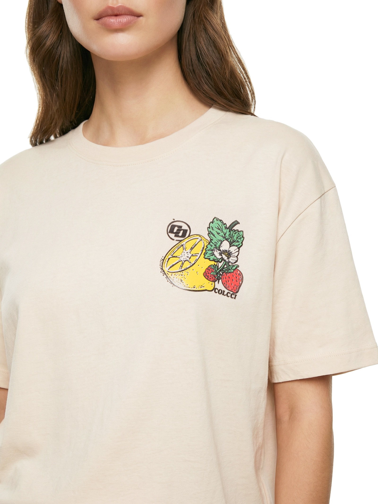 Camiseta Feminina Estampada Bege Colcci