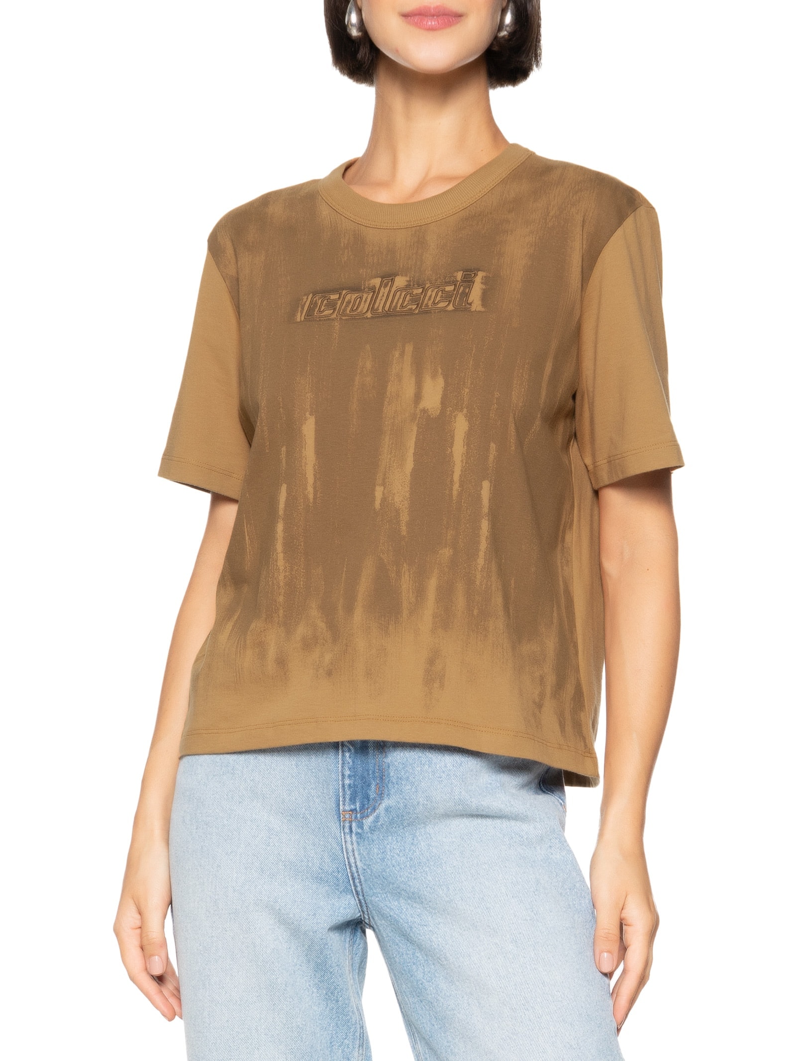 Camiseta Feminina Estampada Marrom Colcci