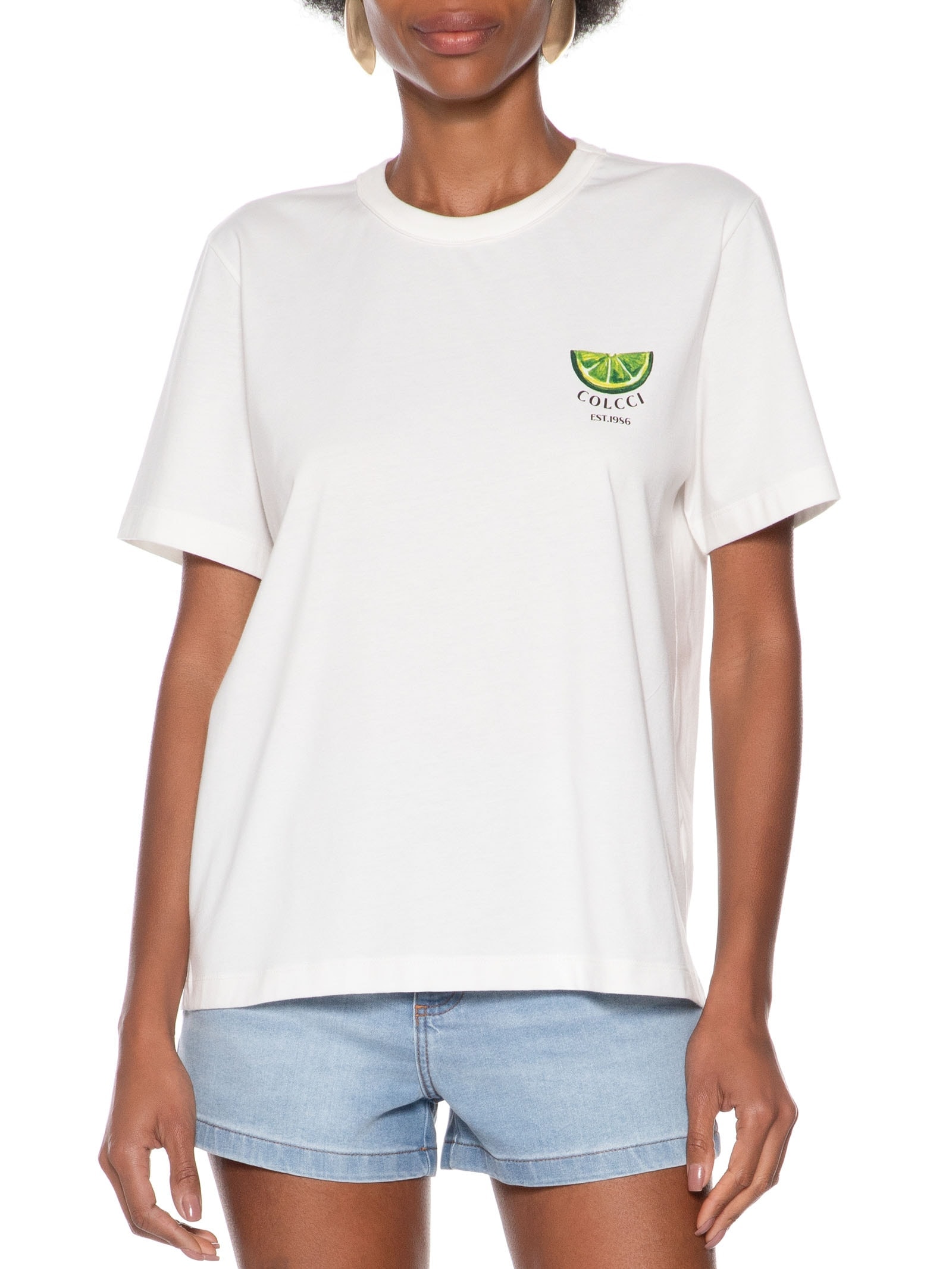 Camiseta Feminina Estampada Off White Colcci