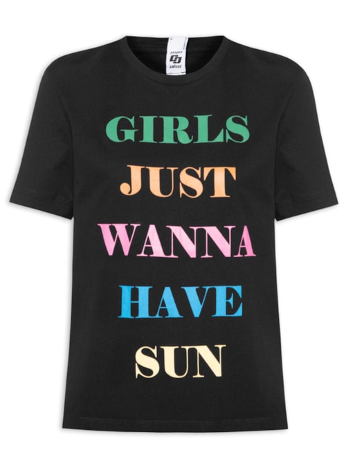 Camiseta Feminina Estampada - Preto