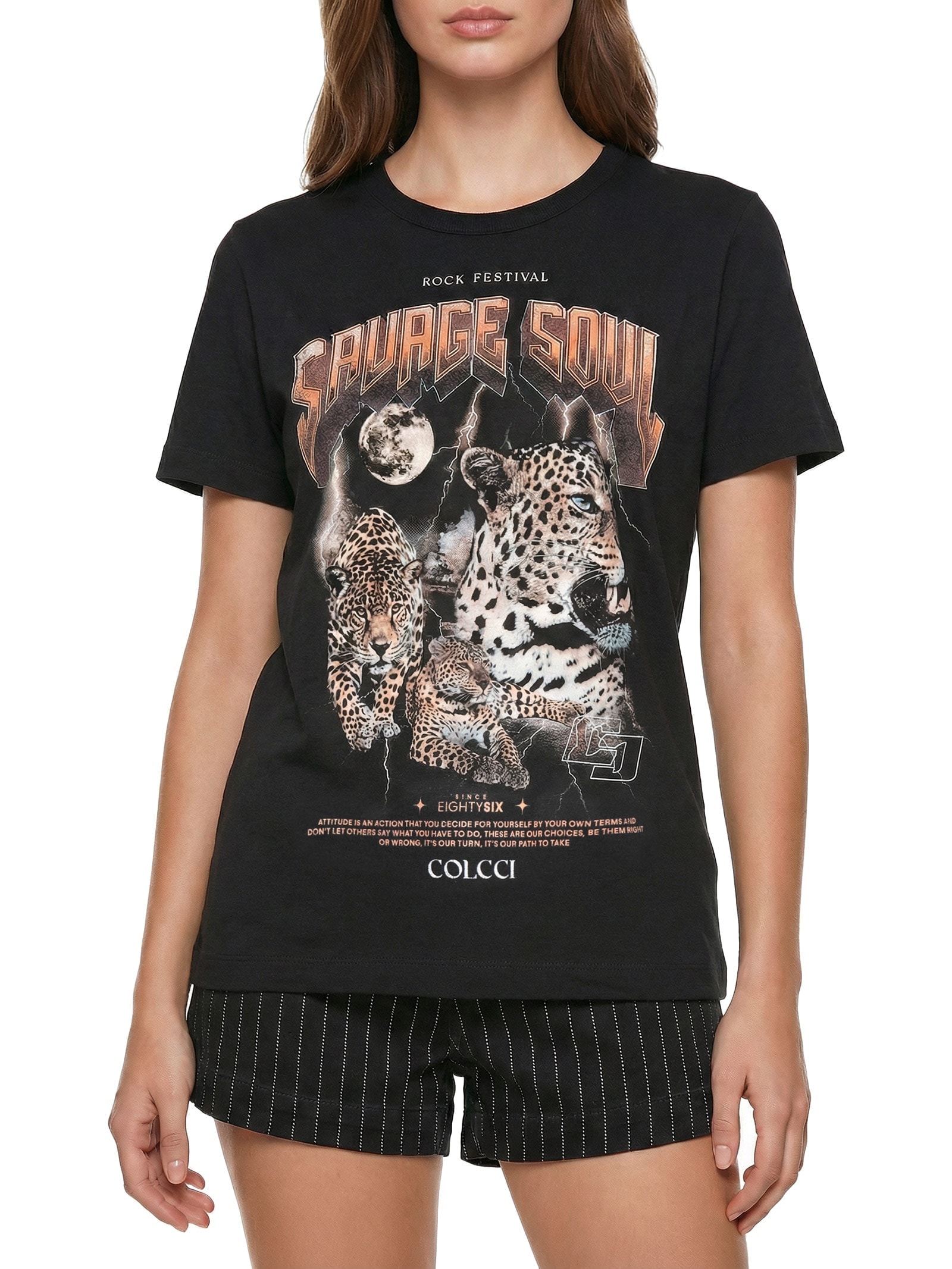 Camiseta Feminina Estampada Preto Colcci