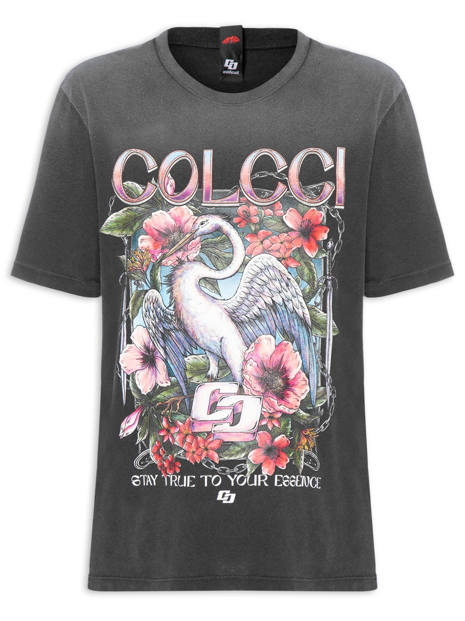 Camiseta Feminina Estampada Preto Colcci