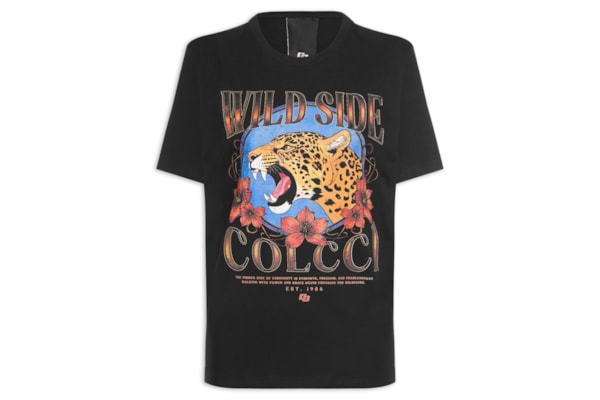 Camiseta Feminina Estampada - Preto