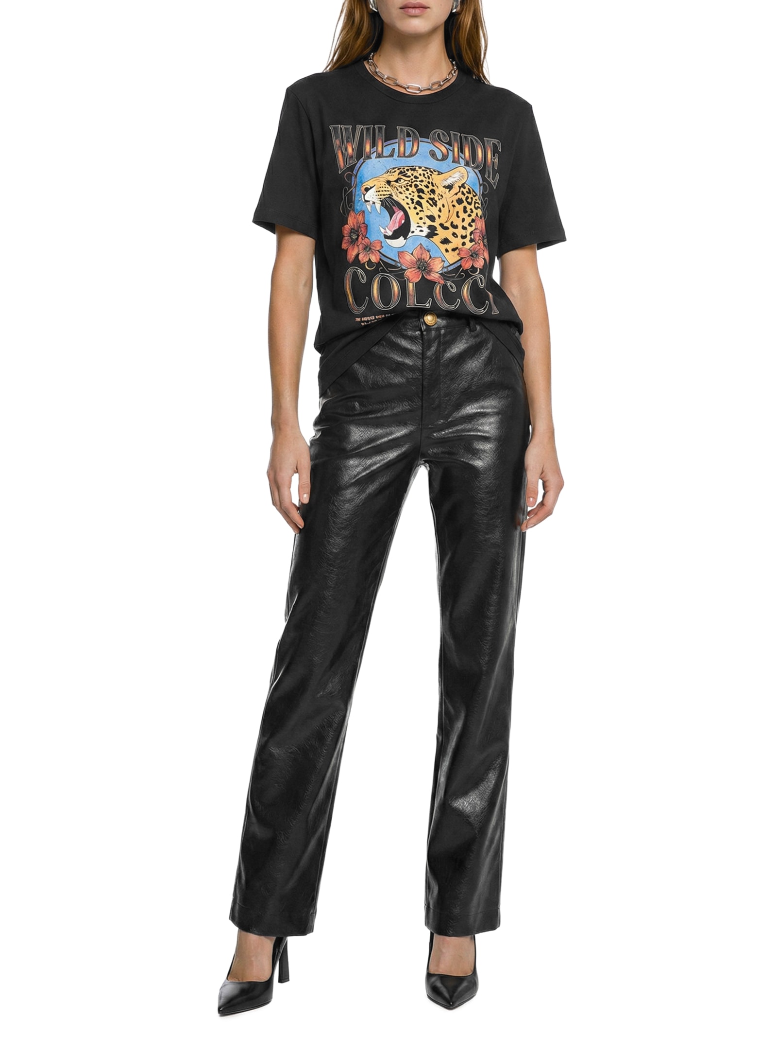 Camiseta Feminina Estampada Preto Colcci