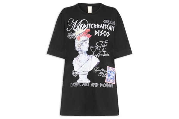 Camiseta Feminina Estampada - Preto