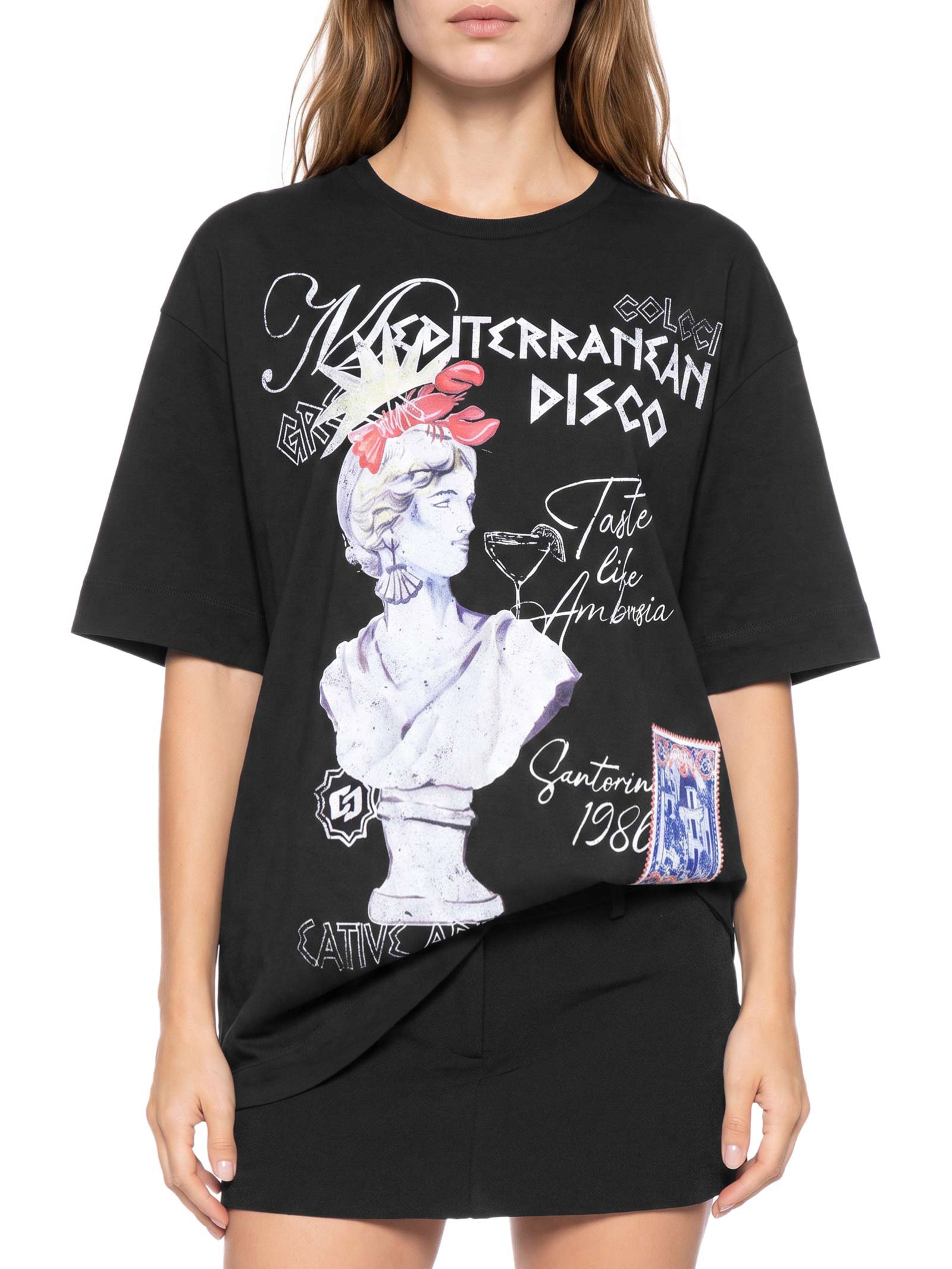 Camiseta Feminina Estampada Preto Colcci
