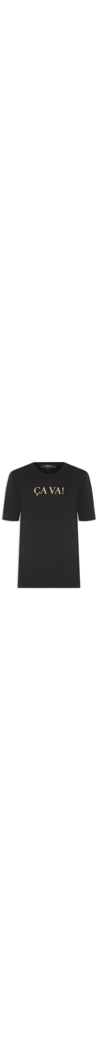 Camiseta Feminina Etiqueta Ça Va - Preto