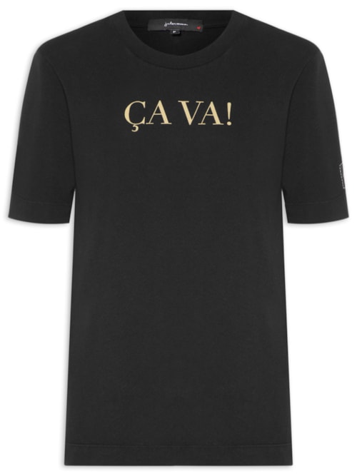 Camiseta Feminina Etiqueta Ça Va – Preto