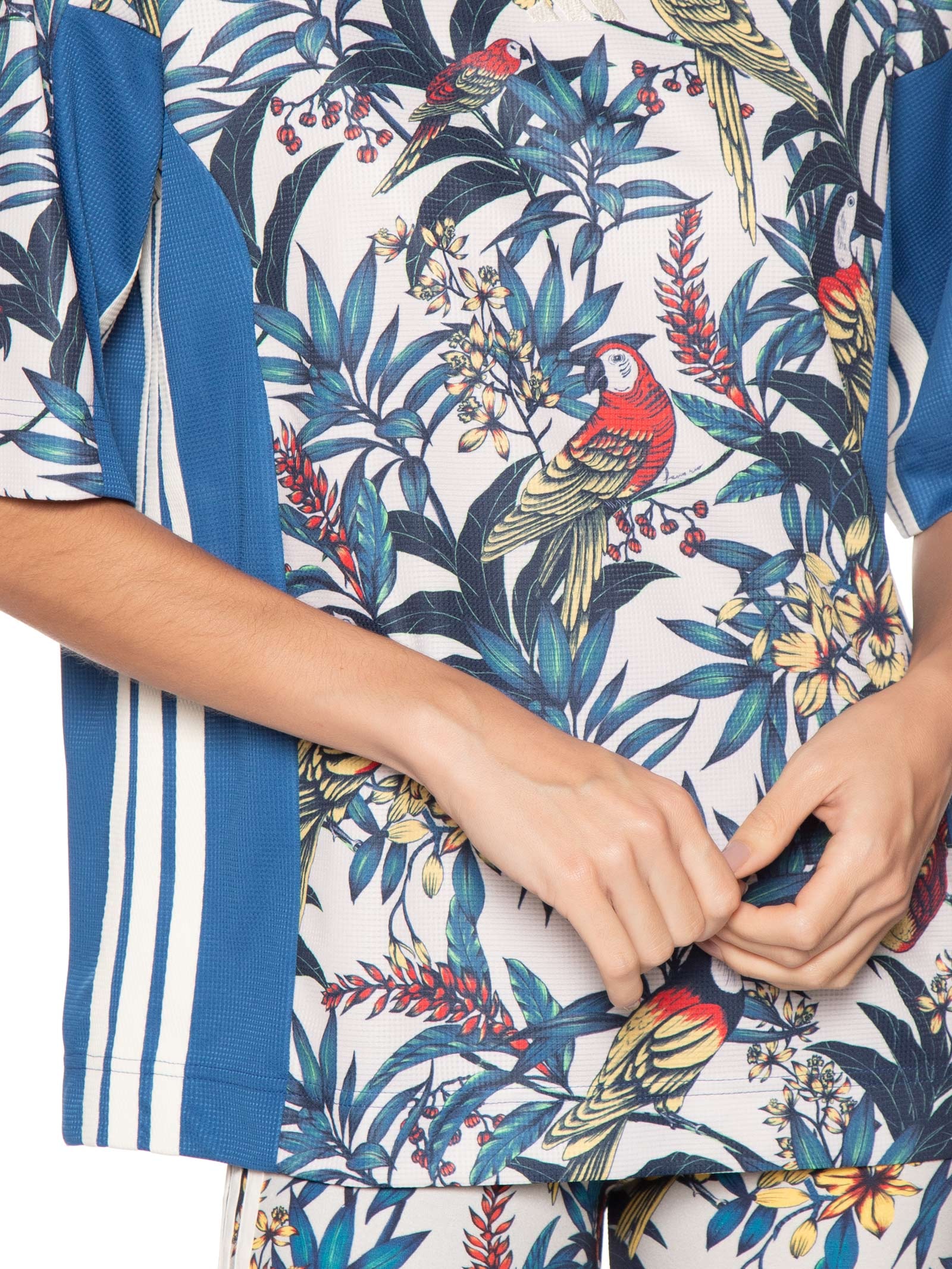 Camiseta Feminina Farm Prm Azul Adidas + Farm