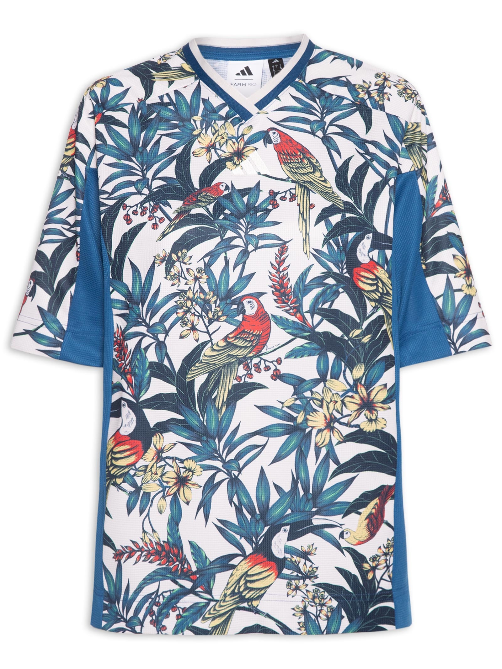 Camiseta Feminina Farm Prm Azul Adidas + Farm