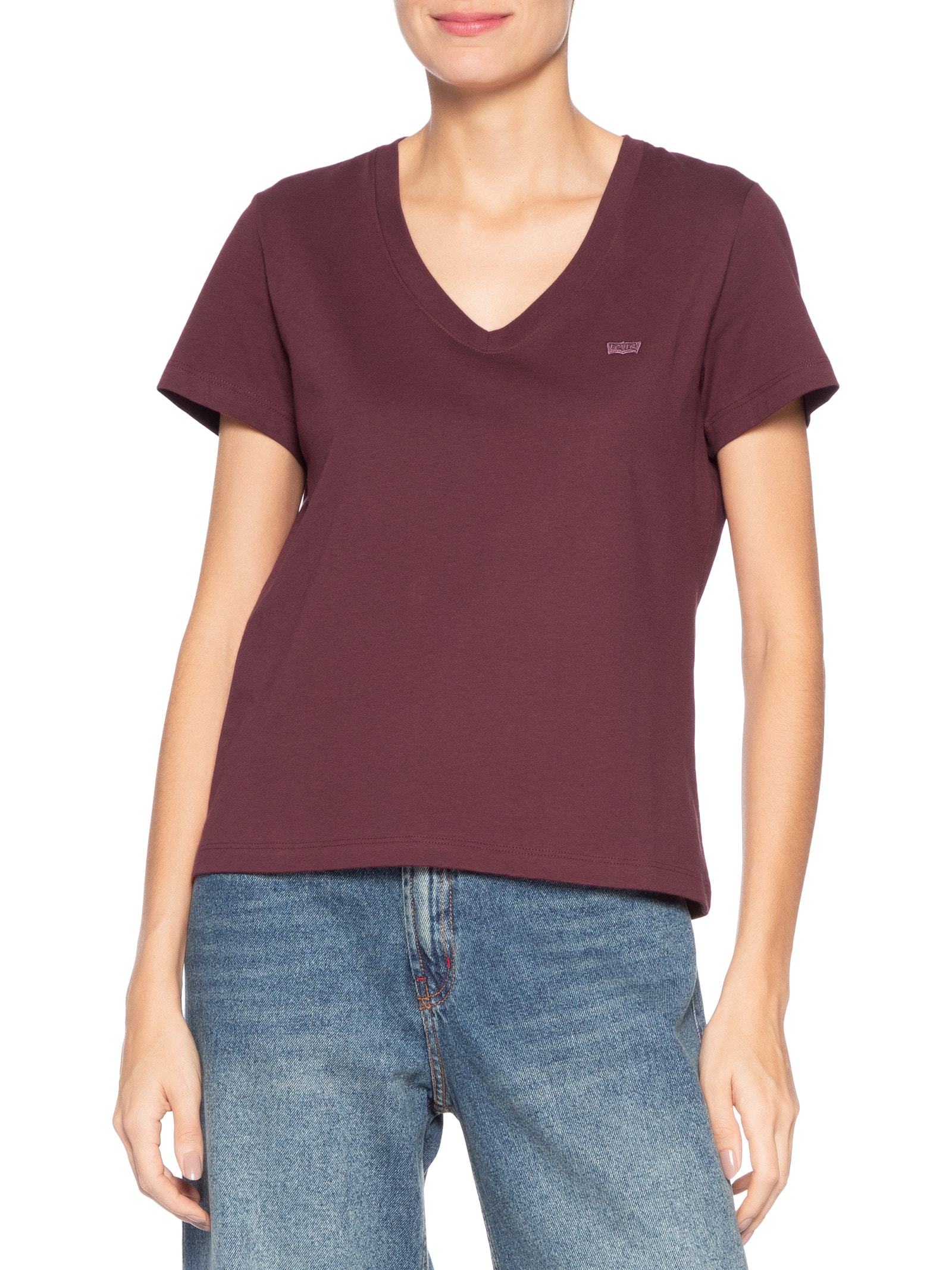 Camiseta Feminina Favorite V-Neck HM Vermelho Levi's