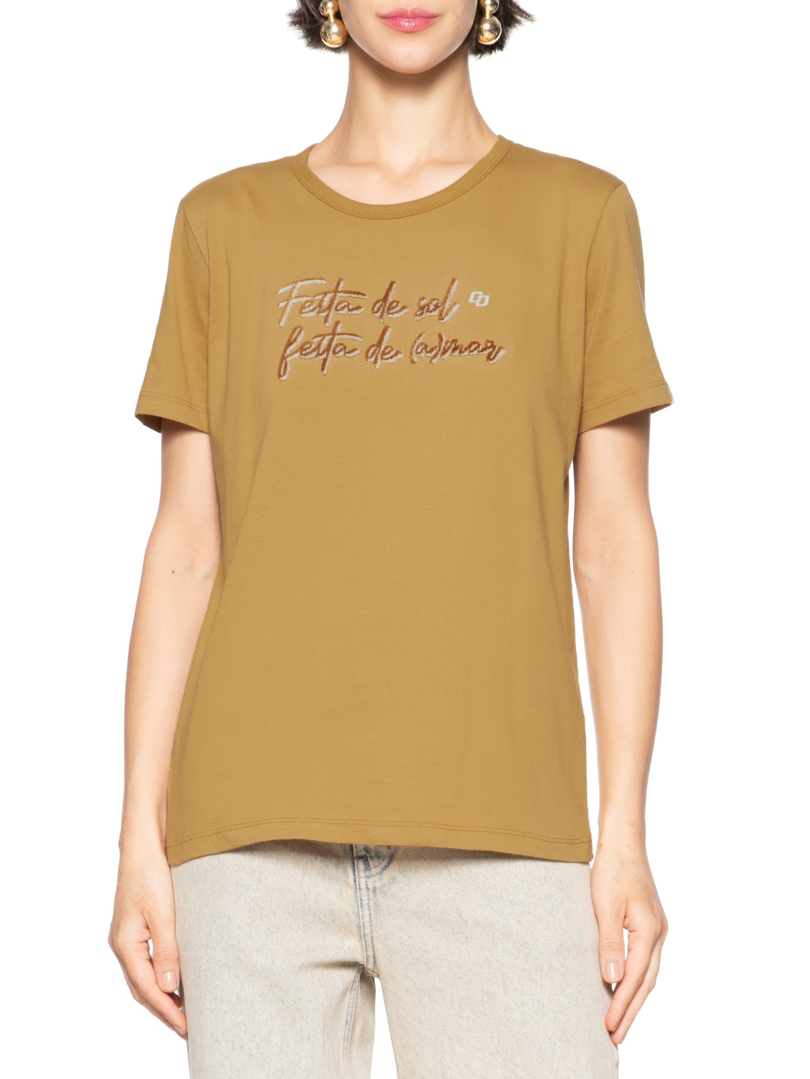 Camiseta Feminina Festa De Sol Marrom Colcci