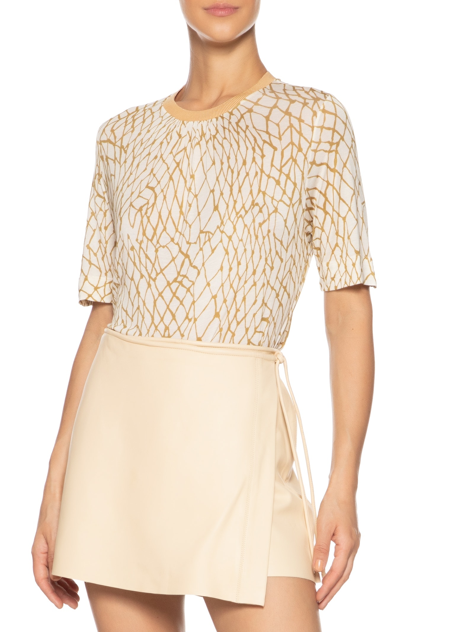 Camiseta Feminina Fininha Rede Cru E Solar Bege Animale