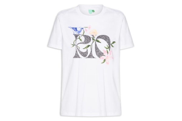 Camiseta Feminina Fio Rio Calçadão Flores - Branco