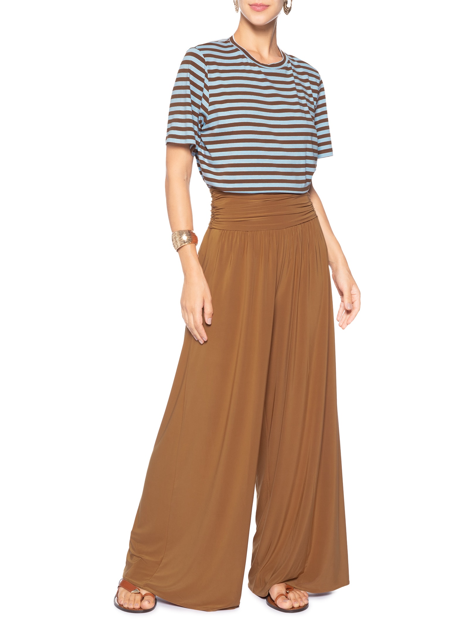Camiseta Feminina Fio Tinto Marrom Animale
