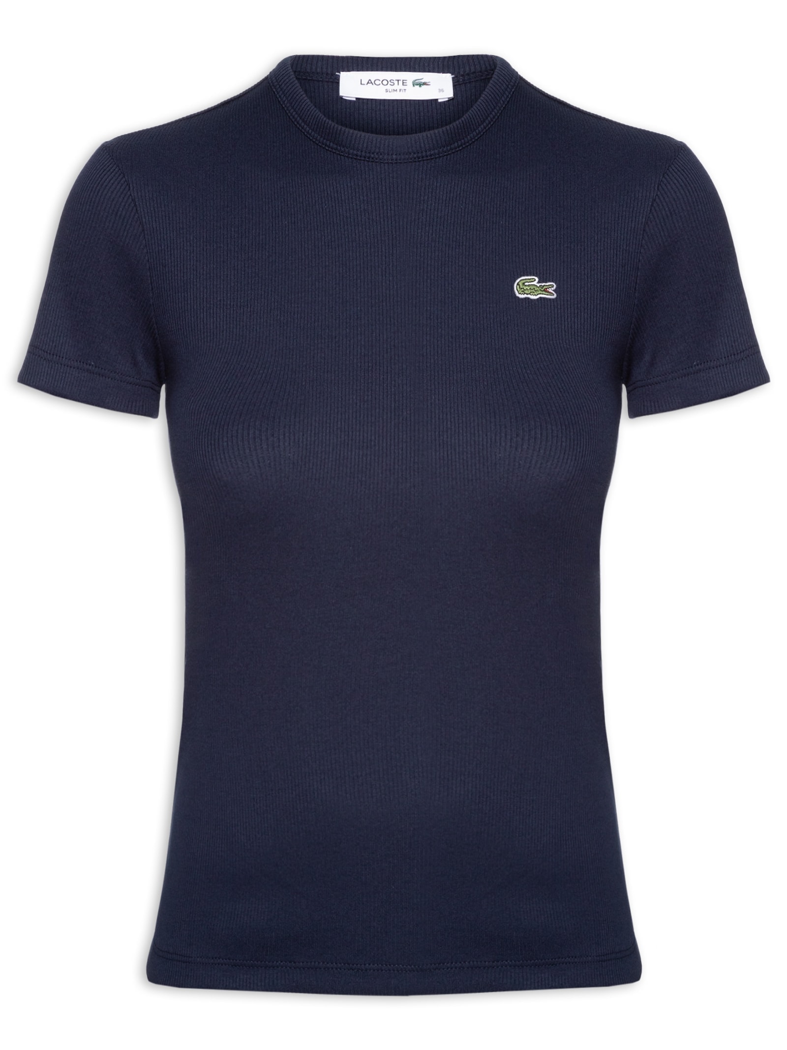 Camiseta Feminina Fit Ajustado Algodão Azul Lacoste