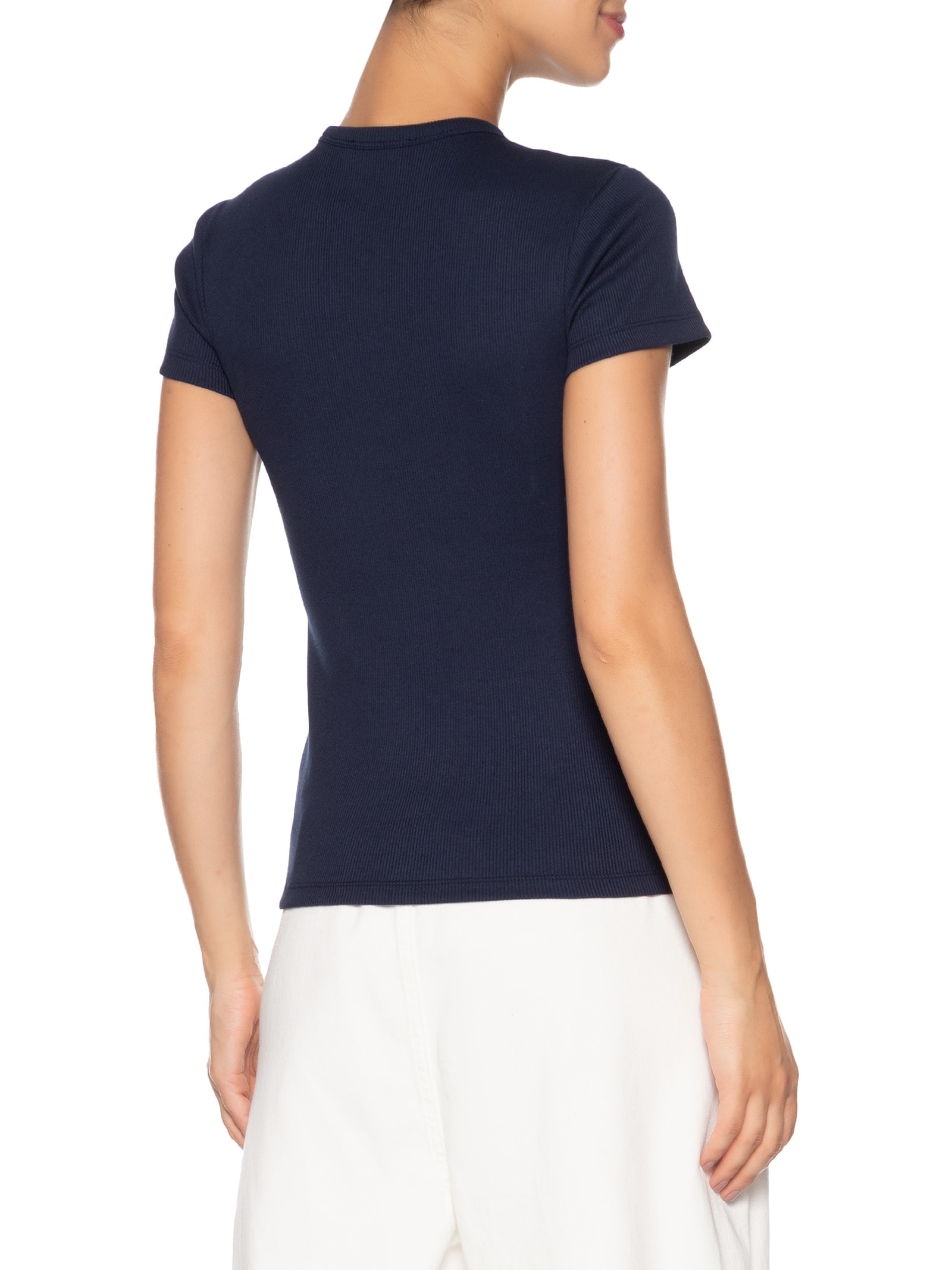 Camiseta Feminina Fit Ajustado Algodão Azul Lacoste