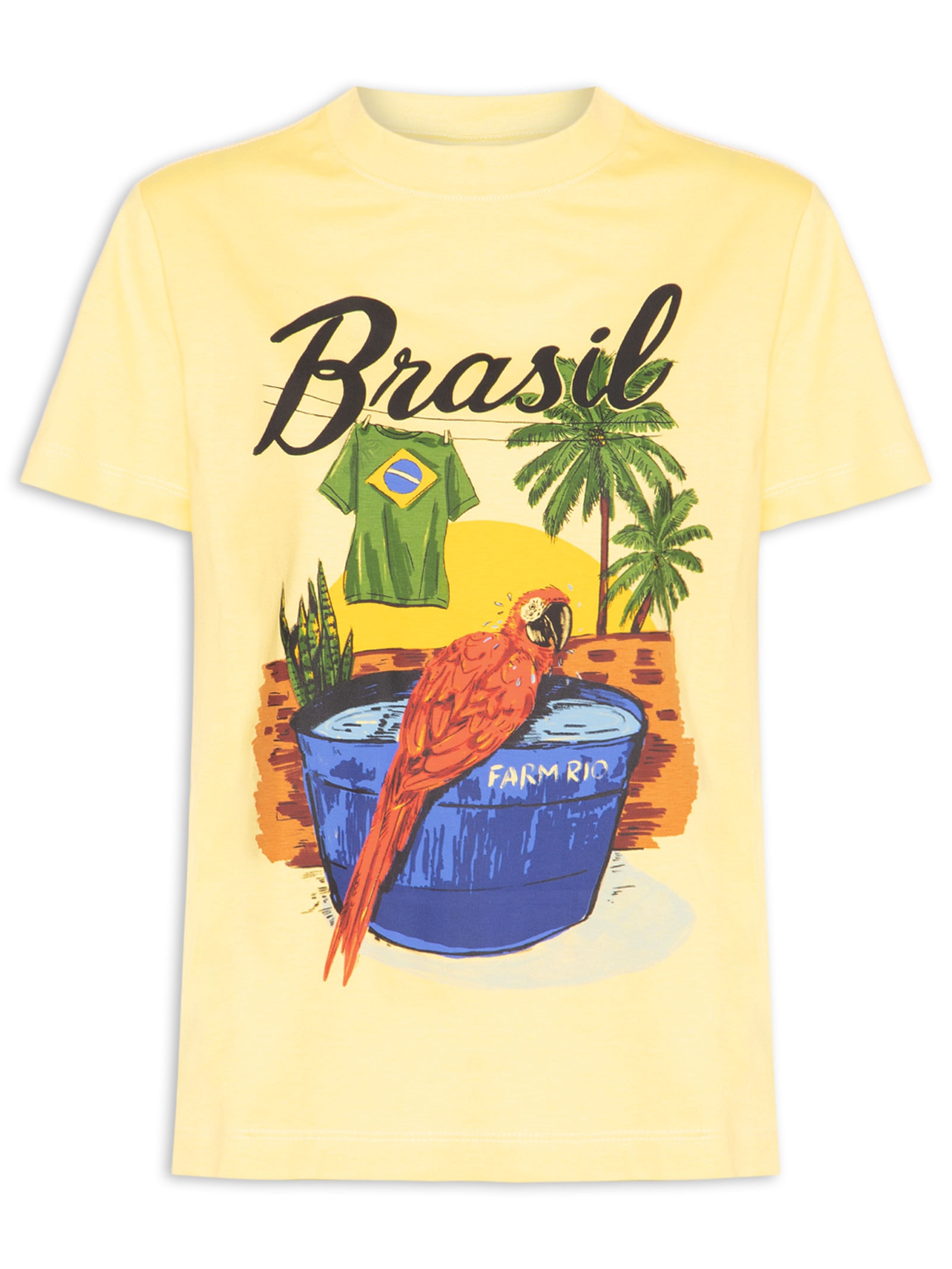 Camiseta Feminina Fit Arara Brasil Amarelo Farm