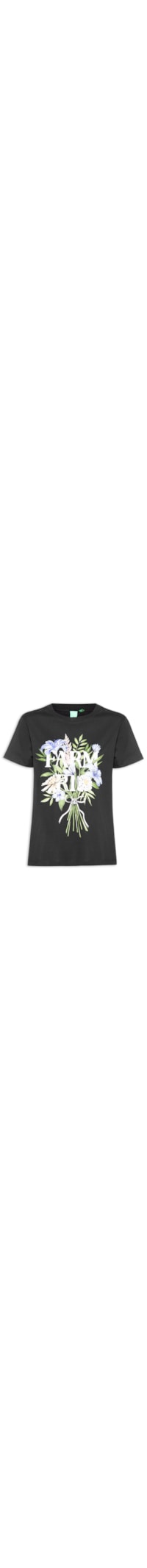 Camiseta Feminina Fit Buquê - Preto