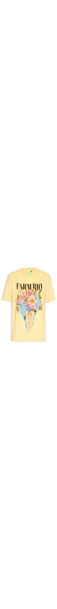 Camiseta Feminina Fit Flores E Pássaros - Amarelo