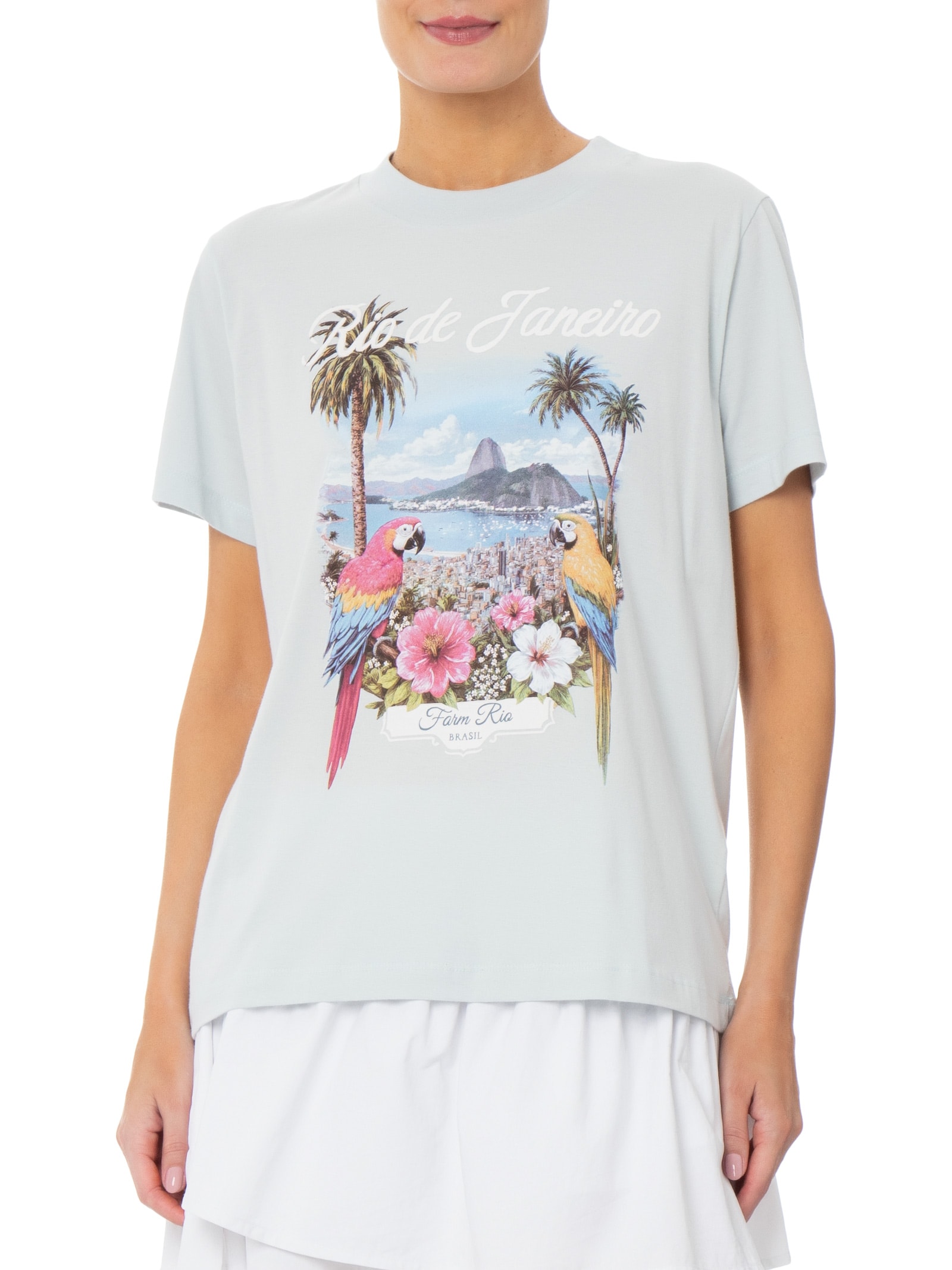 Camiseta Feminina Fit Janela Do Rio Azul Farm