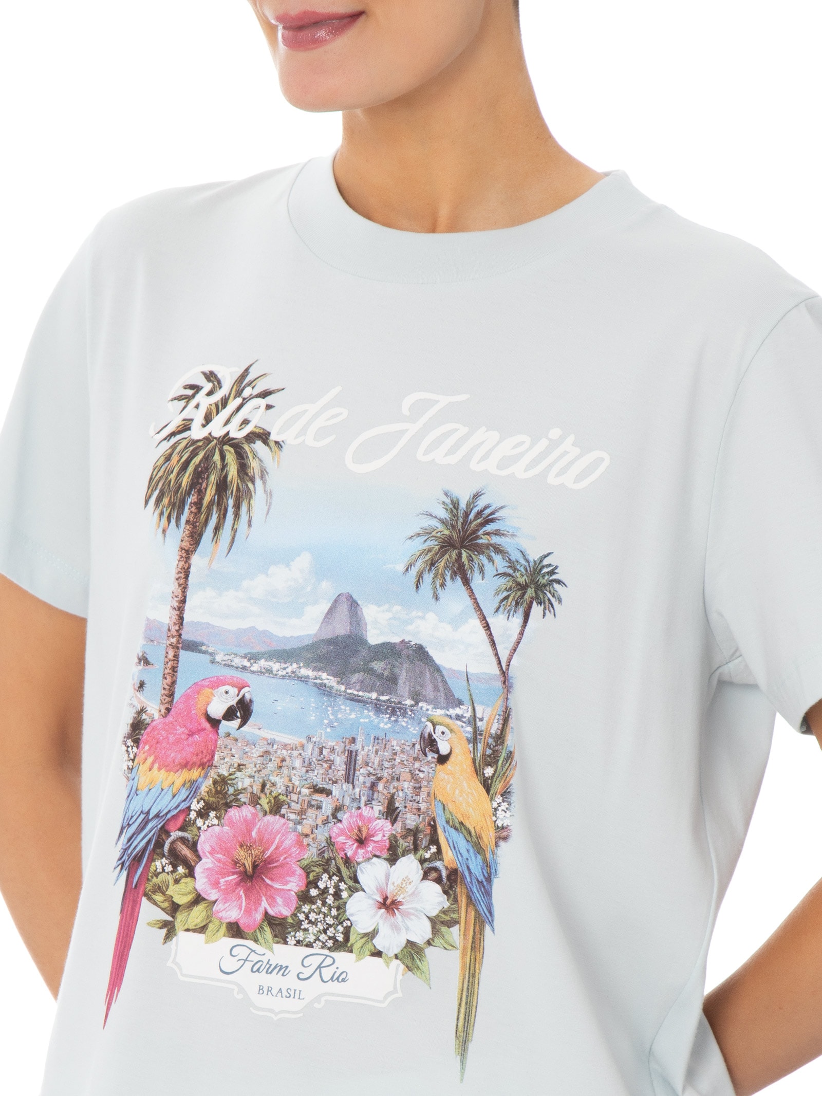 Camiseta Feminina Fit Janela Do Rio Azul Farm