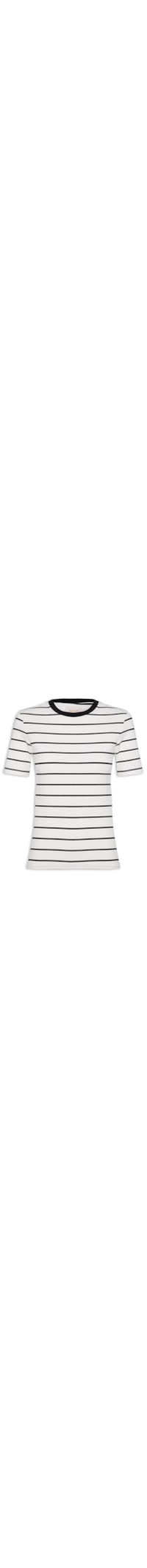 Camiseta Feminina Fit Listras - Off White