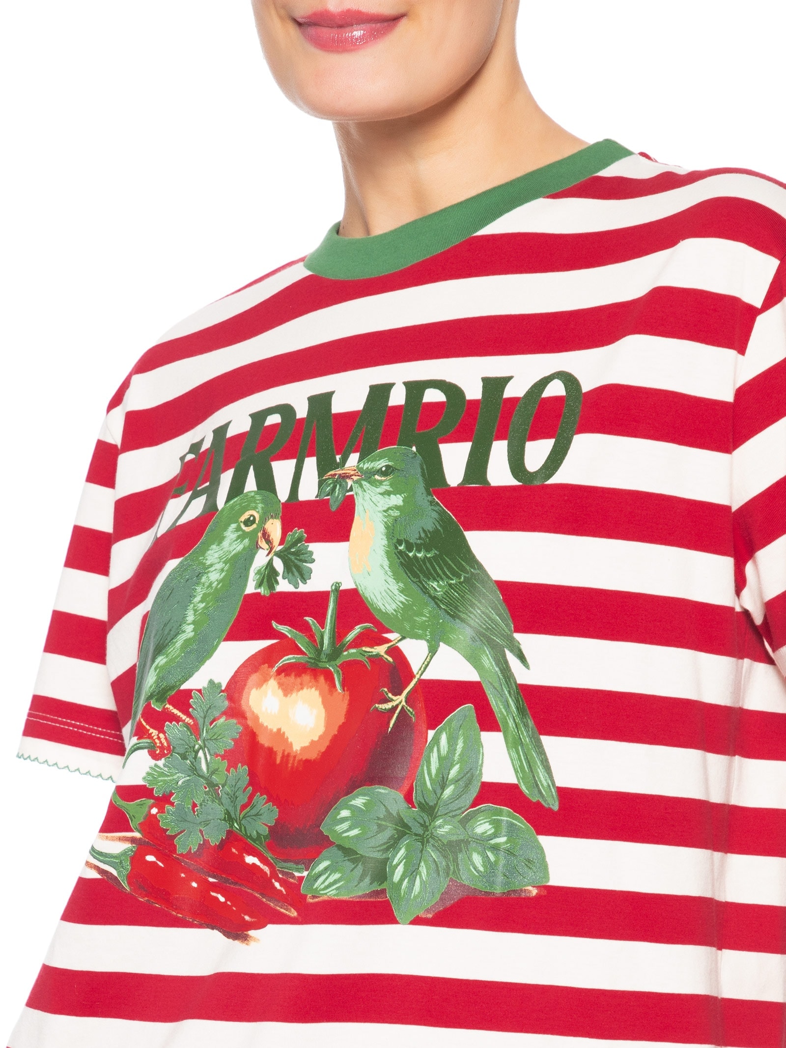 Camiseta Feminina Fit Pássaros Tomate Vermelho Farm